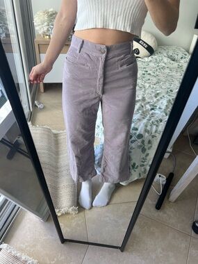 A.L.C. Lavender Corduroy Wide-Leg Cropped Pants